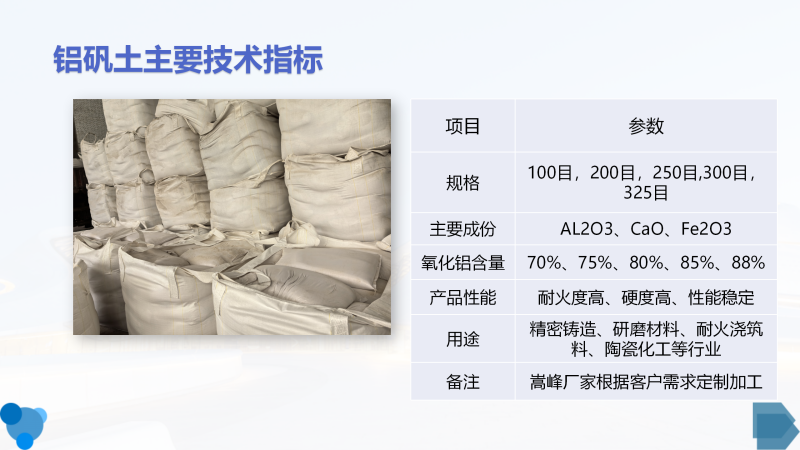 浇注料用铝矾土|熟料|骨料|细粉｜耐火｜高铝矾土厂家技术指标图
